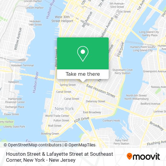Houston Street & Lafayette Street at Southeast Corner map