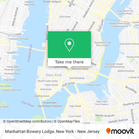 Manhattan Bowery Lodge map