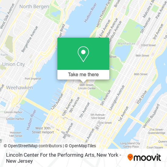 Lincoln Center For the Performing Arts map