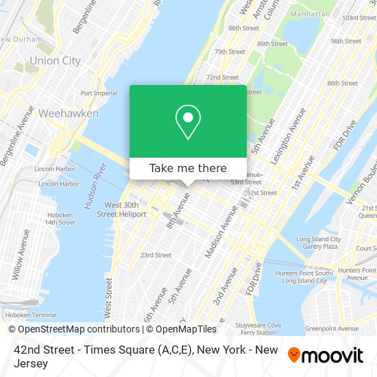 Mapa de 42nd Street - Times Square (A,C,E)