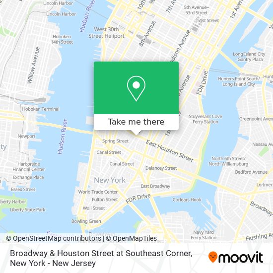Broadway & Houston Street at Southeast Corner map