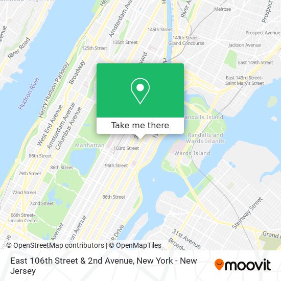 Mapa de East 106th Street & 2nd Avenue