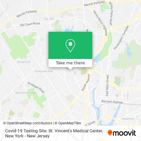 Covid-19 Testing Site: St. Vincent's Medical Center map