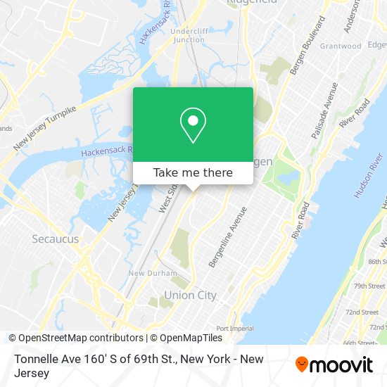 Tonnelle Ave 160' S of 69th St. map