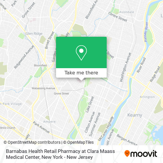 Mapa de Barnabas Health Retail Pharmacy at Clara Maass Medical Center