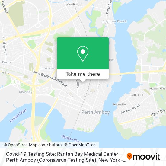 Mapa de Covid-19 Testing Site: Raritan Bay Medical Center Perth Amboy (Coronavirus Testing Site)