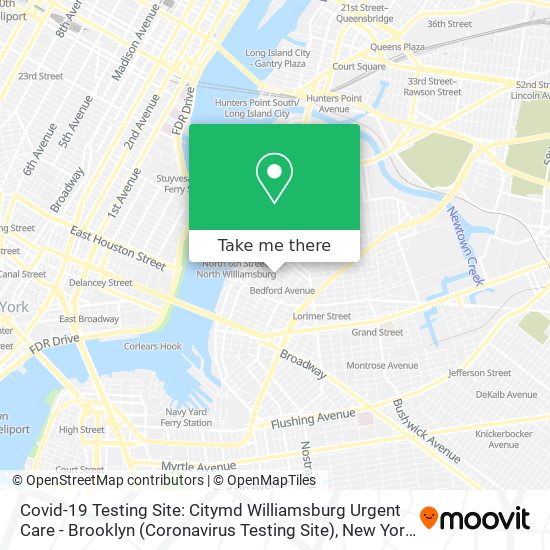 Covid-19 Testing Site: Citymd Williamsburg Urgent Care - Brooklyn (Coronavirus Testing Site) map