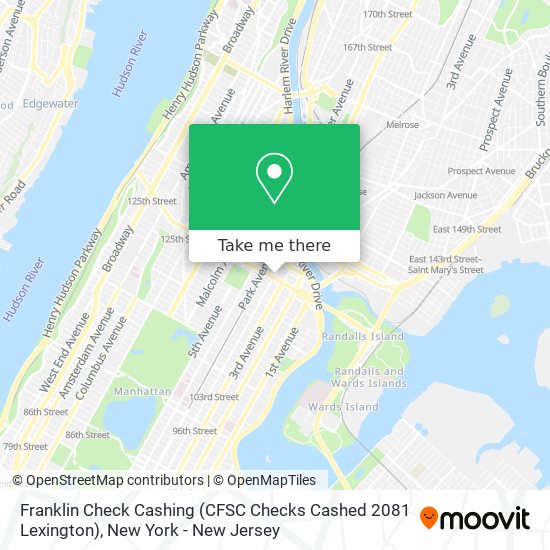 Franklin Check Cashing (CFSC Checks Cashed 2081 Lexington) map