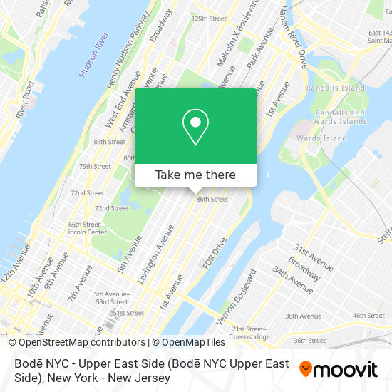 Mapa de Bodē NYC - Upper East Side