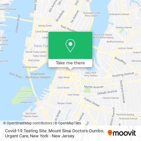 Covid-19 Testing Site: Mount Sinai Doctors-Dumbo, Urgent Care map