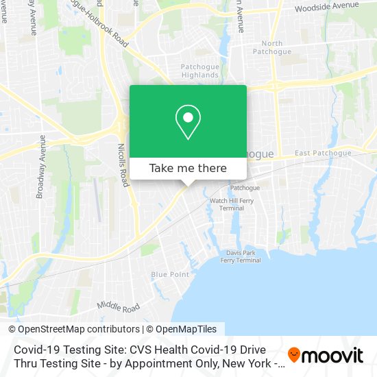 Covid-19 Testing Site: CVS Health Covid-19 Drive Thru Testing Site - by Appointment Only map