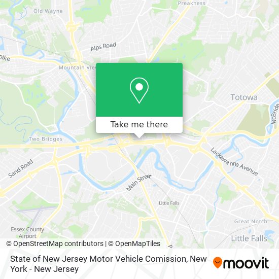State of New Jersey Motor Vehicle Comission map