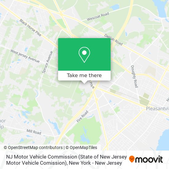 Mapa de NJ Motor Vehicle Commission (State of New Jersey Motor Vehicle Comission)