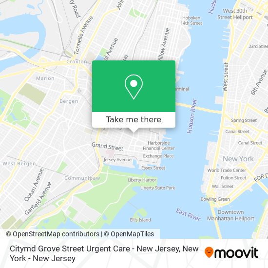 Mapa de Citymd Grove Street Urgent Care - New Jersey