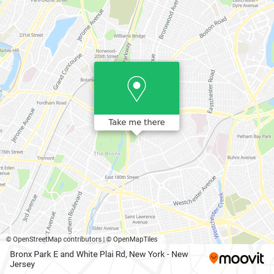 Bronx Park E and White Plai Rd map