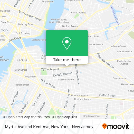 Myrtle Ave and Kent Ave map