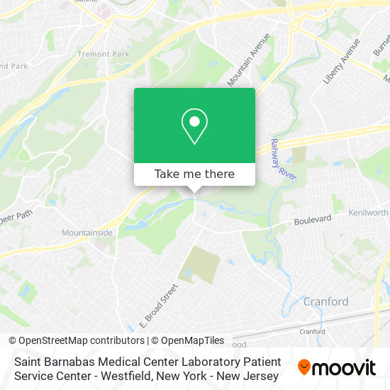 Mapa de Saint Barnabas Medical Center Laboratory Patient Service Center - Westfield