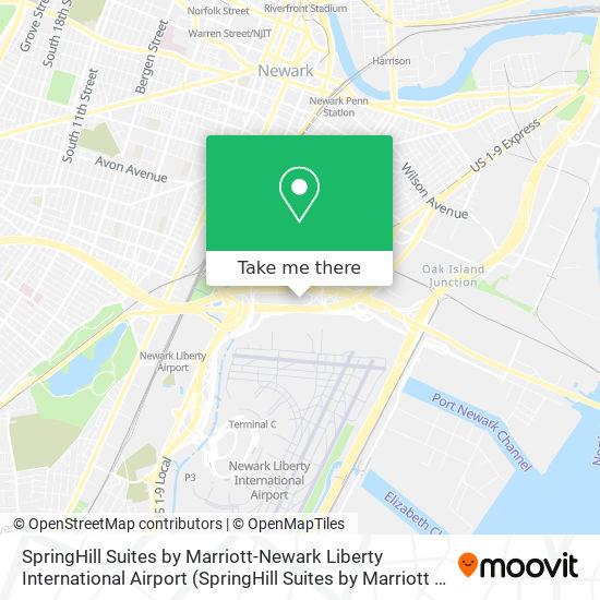 Mapa de SpringHill Suites by Marriott-Newark Liberty International Airport