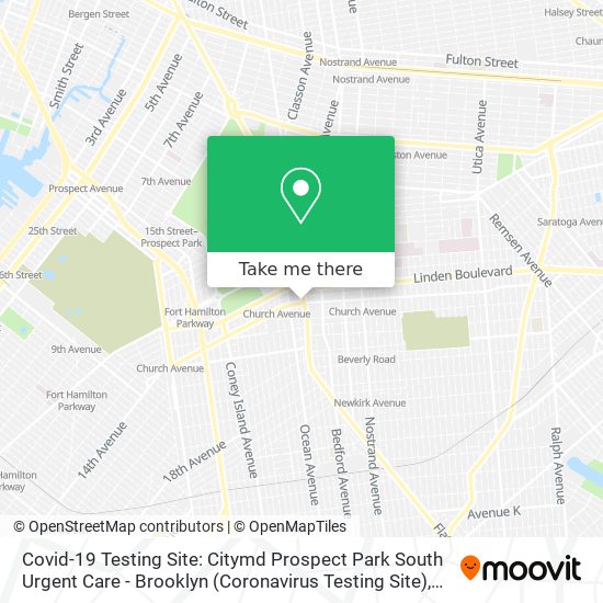 Covid-19 Testing Site: Citymd Prospect Park South Urgent Care - Brooklyn (Coronavirus Testing Site) map