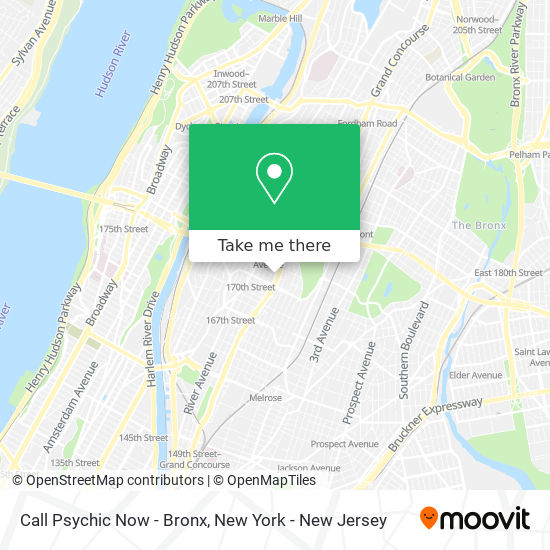 Mapa de Call Psychic Now - Bronx