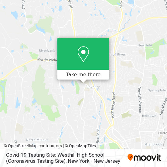 Mapa de Covid-19 Testing Site: Westhill High School (Coronavirus Testing Site)