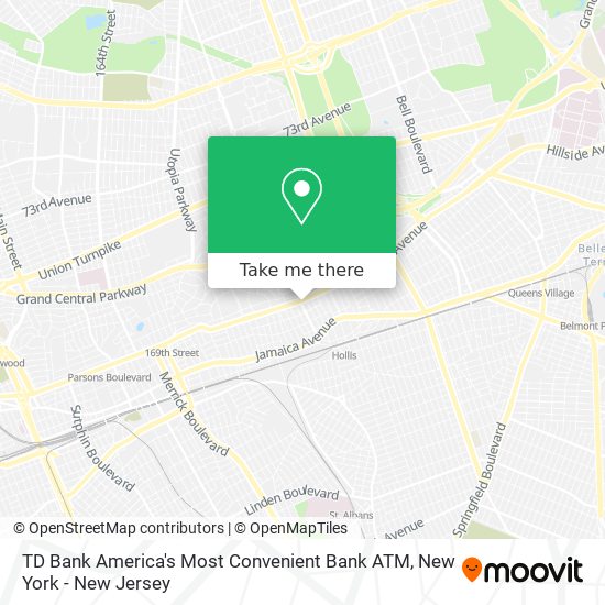 TD Bank America's Most Convenient Bank ATM map