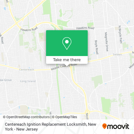 Mapa de Centereach Ignition Replacement Locksmith