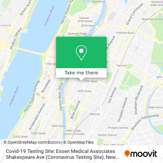 Covid-19 Testing Site: Essen Medical Associates Shakespeare Ave (Coronavirus Testing Site) map