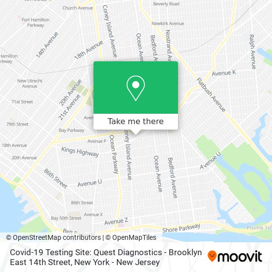 Covid-19 Testing Site: Quest Diagnostics - Brooklyn East 14th Street map