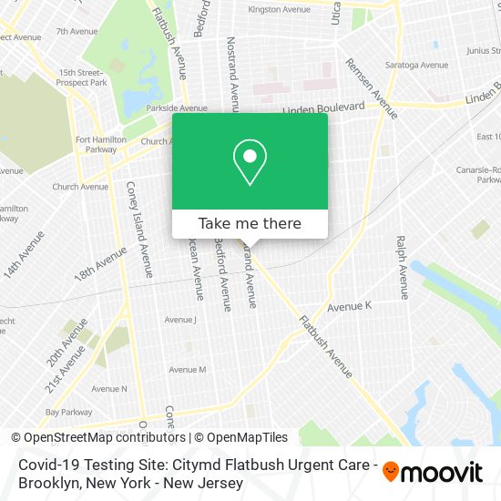 Covid-19 Testing Site: Citymd Flatbush Urgent Care - Brooklyn map