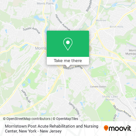 Morristown Post Acute Rehabilitation and Nursing Center map