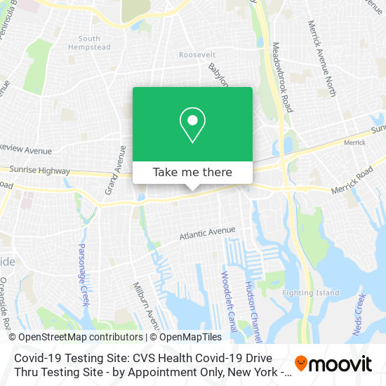 Mapa de Covid-19 Testing Site: CVS Health Covid-19 Drive Thru Testing Site - by Appointment Only