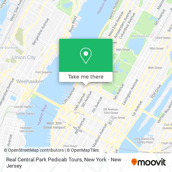 Real Central Park Pedicab Tours map