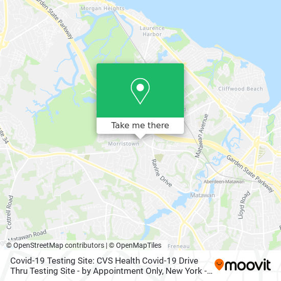 Covid-19 Testing Site: CVS Health Covid-19 Drive Thru Testing Site - by Appointment Only map