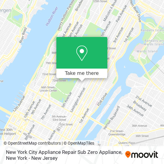 New York City Appliance Repair Sub Zero Appliance map