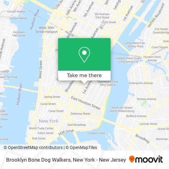 Brooklyn Bone Dog Walkers map