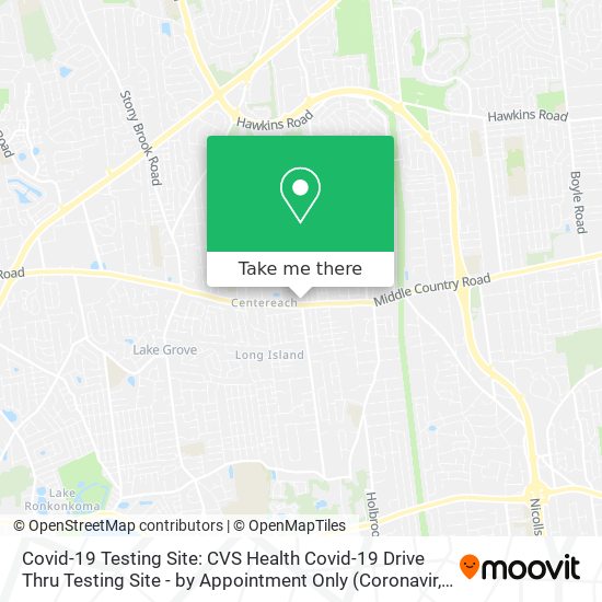 Covid-19 Testing Site: CVS Health Covid-19 Drive Thru Testing Site - by Appointment Only map