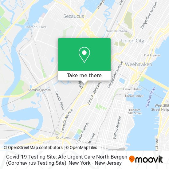 Covid-19 Testing Site: Afc Urgent Care North Bergen (Coronavirus Testing Site) map