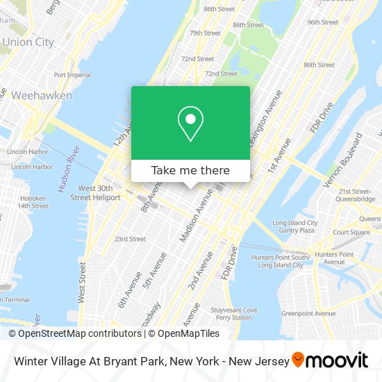 Winter Village At Bryant Park map