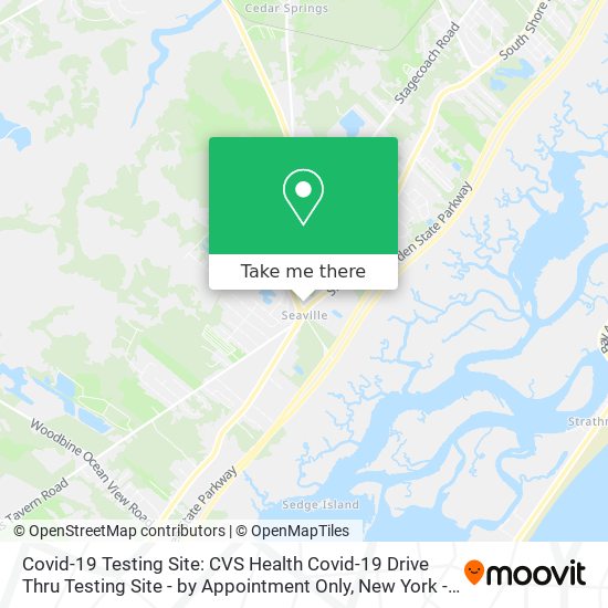 Mapa de Covid-19 Testing Site: CVS Health Covid-19 Drive Thru Testing Site - by Appointment Only