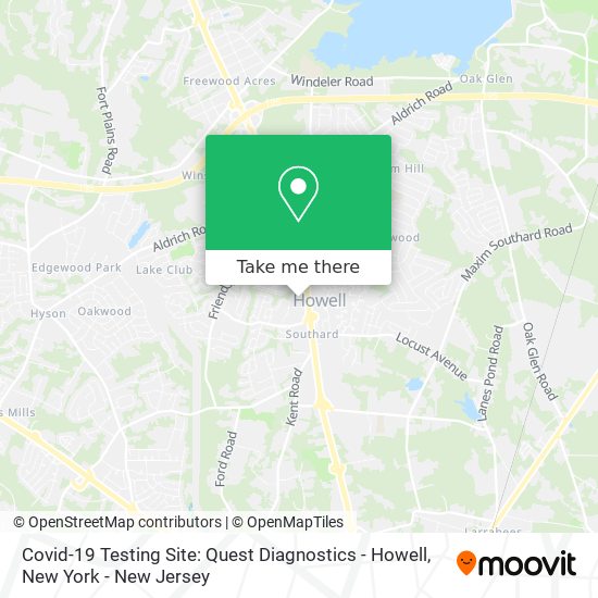 Covid-19 Testing Site: Quest Diagnostics - Howell map