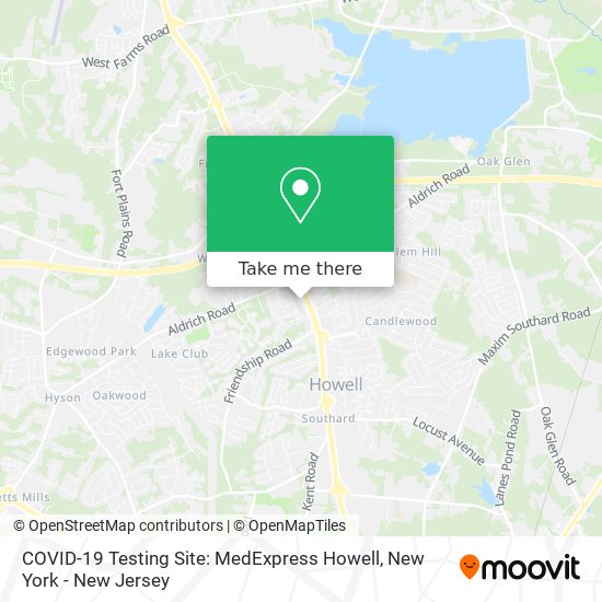 COVID-19 Testing Site: MedExpress Howell map