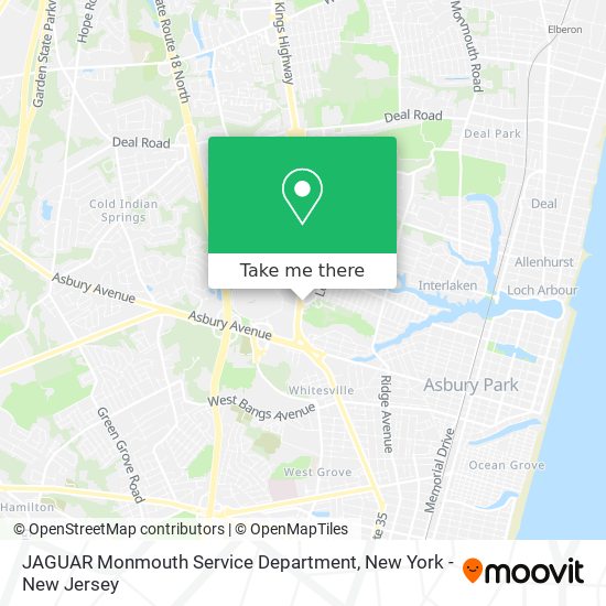 Mapa de JAGUAR Monmouth Service Department