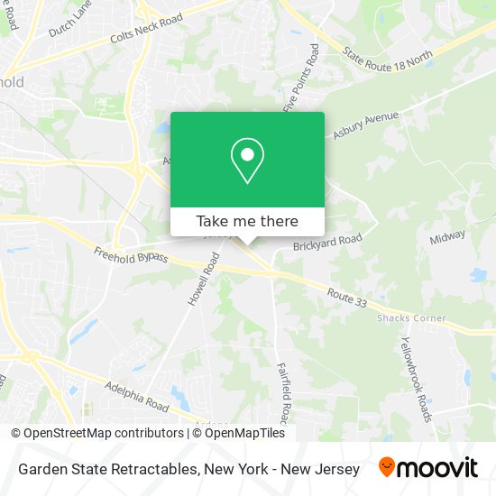 Garden State Retractables map