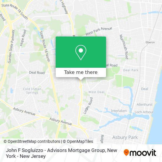 Mapa de John F Sogluizzo - Advisors Mortgage Group