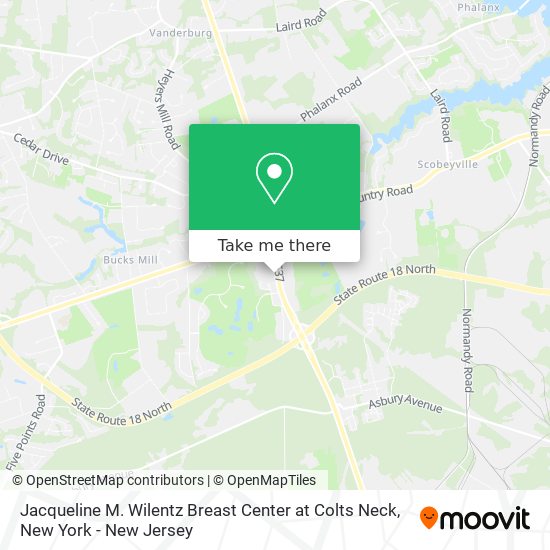 Mapa de Jacqueline M. Wilentz Breast Center at Colts Neck