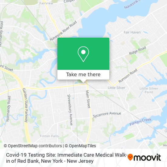 Covid-19 Testing Site: Immediate Care Medical Walk-in of Red Bank map