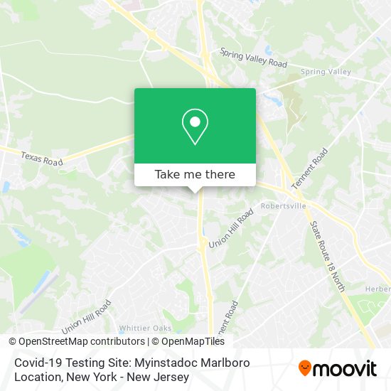 Mapa de Covid-19 Testing Site: Myinstadoc Marlboro Location