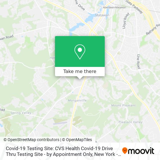 Mapa de Covid-19 Testing Site: CVS Health Covid-19 Drive Thru Testing Site - by Appointment Only