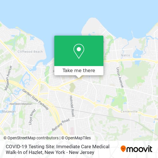 COVID-19 Testing Site: Immediate Care Medical Walk-In of Hazlet map